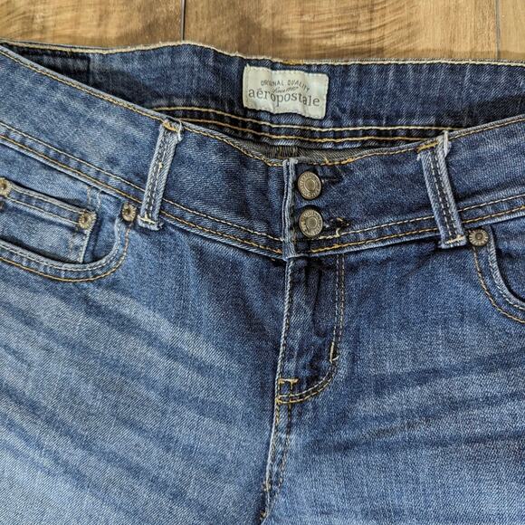 Aeropostale Hailey flare stone washed blue jeans size 9/10 long low rise - Picture 7 of 7